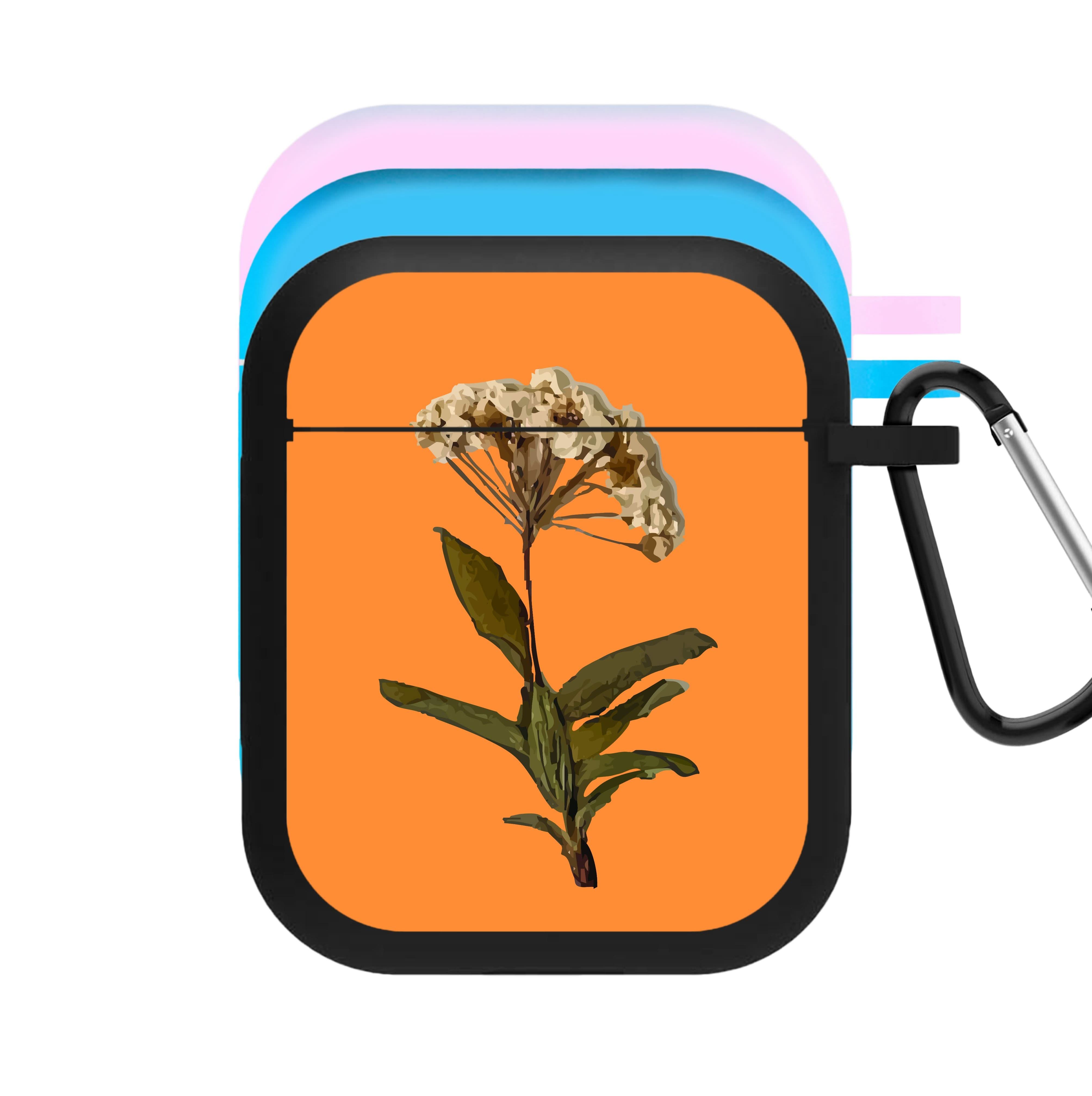 Bright Orange Pressed Flower AirPods Case