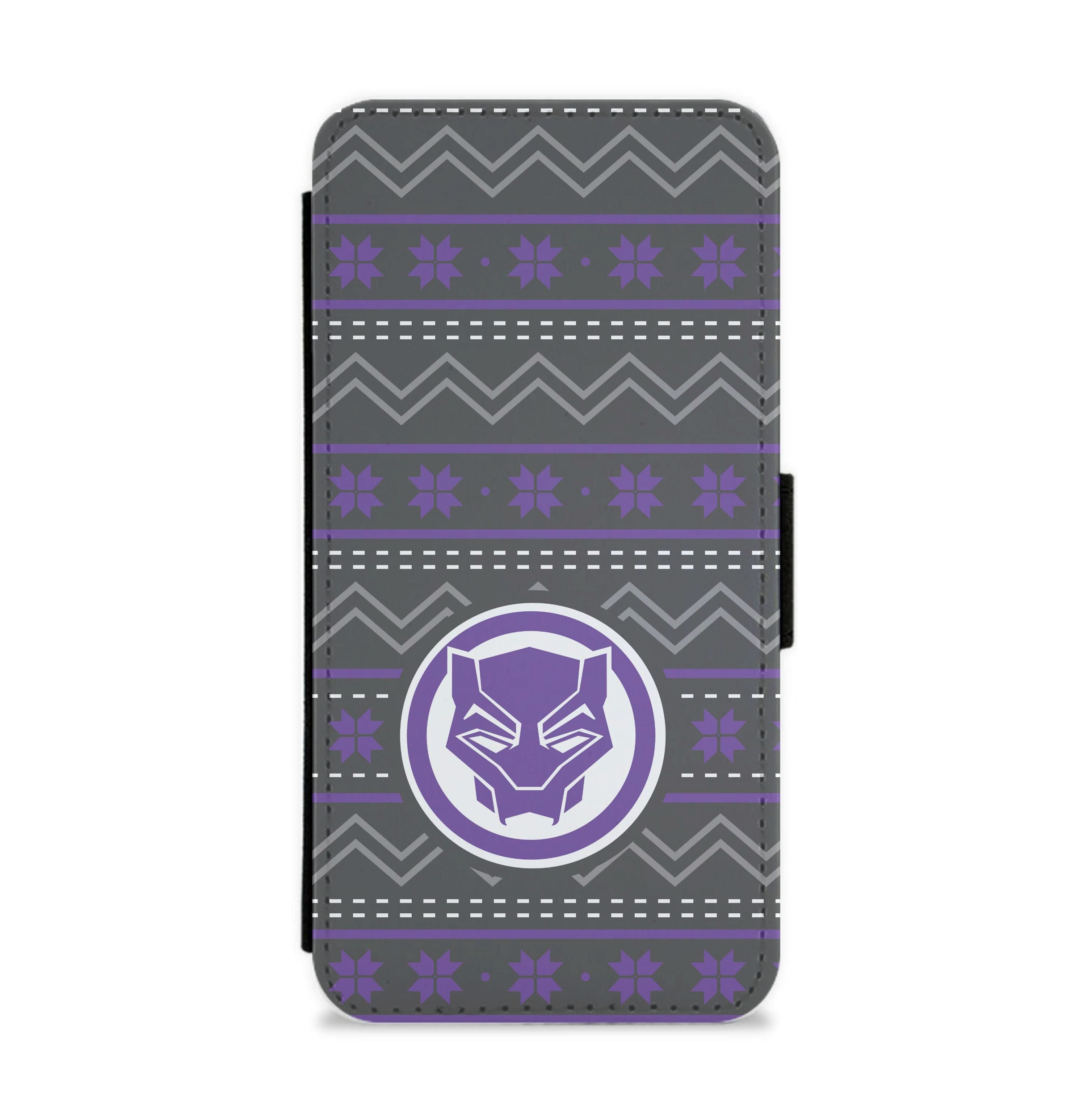 Panther Christmas Pattern Flip / Wallet Phone Case