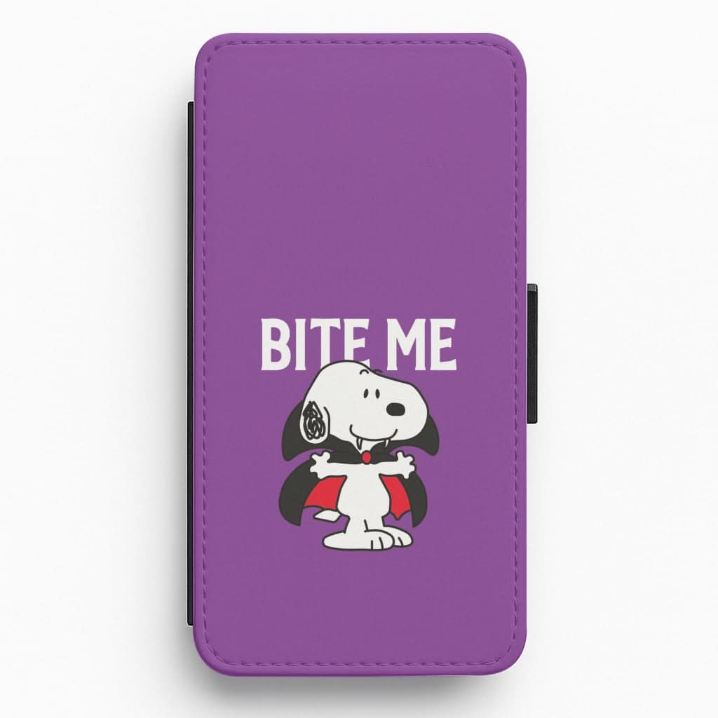 Bite Me Cartoon Beagle Flip / Wallet Phone Case