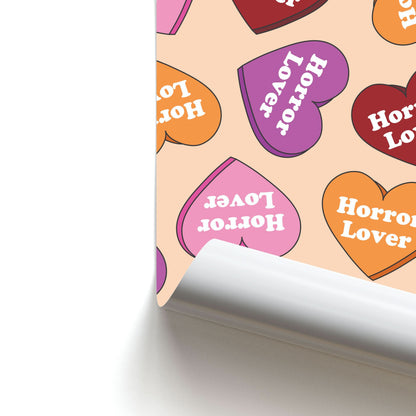 Horror Lover Hearts Pattern Poster