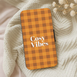 Checkered Cosy Vibes Leather Phone Case