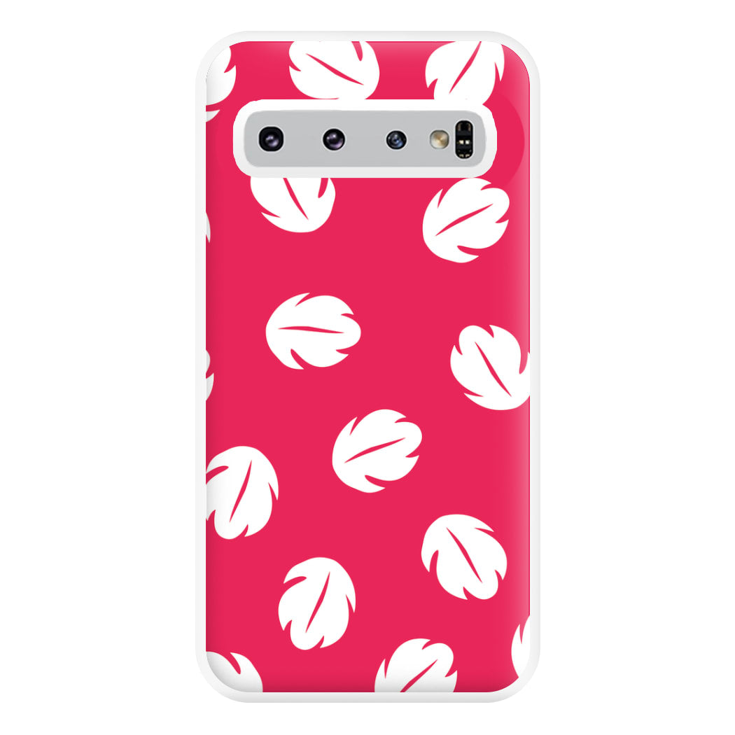 Red And White Cartoon Leaves Pattern Galaxy S10 Plus Case