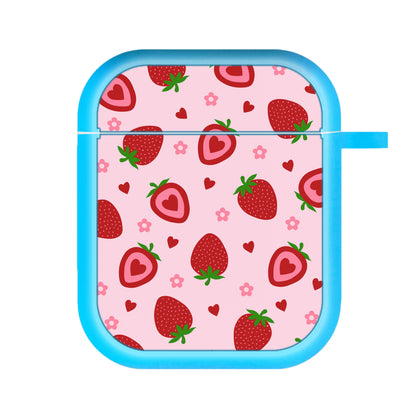 Strawberries And Hearts - Fruit Patterns AirPods Case