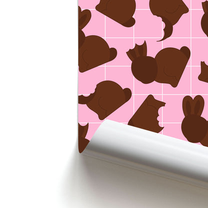 Chocolate Easter Bunny Pattern Poster