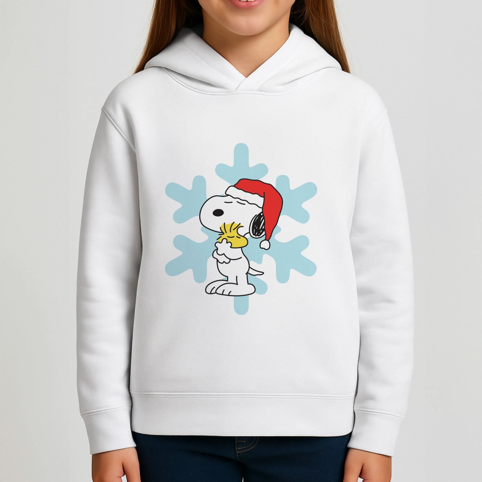 Christmas Cartoon Beagle And Bird  Girls Hoodie