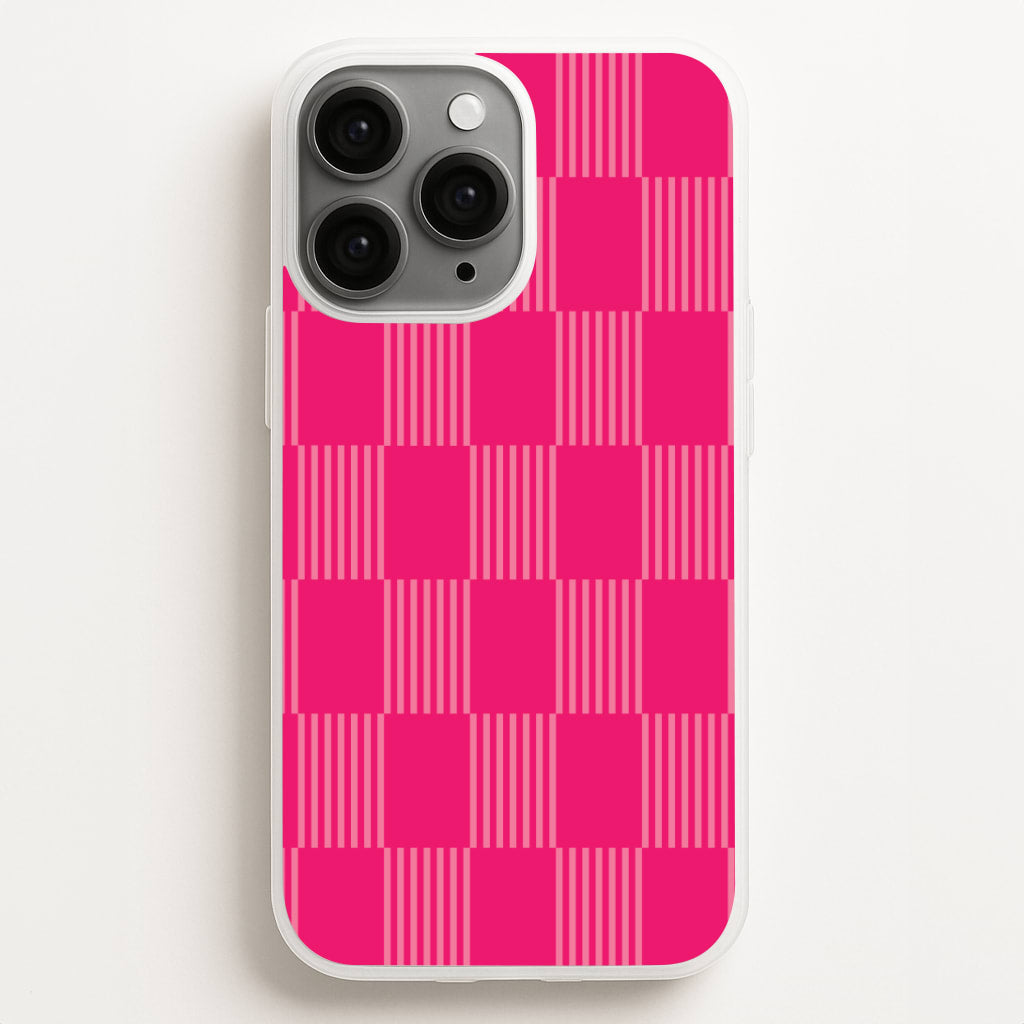 Neon Pink Checkered Abstract Pattern Phone Case