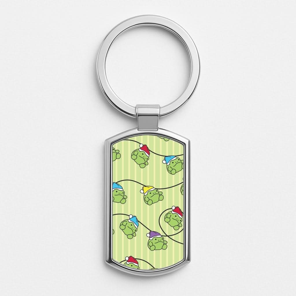 Christmas Frog Plush Fairylights Pattern Luxury Keyring