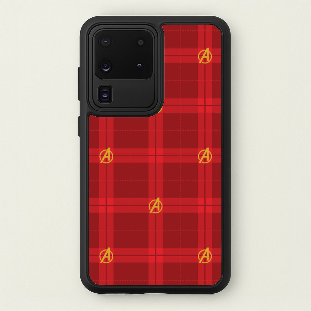 Superhero Team Red Tartan Pattern Galaxy S20 Ultra Case