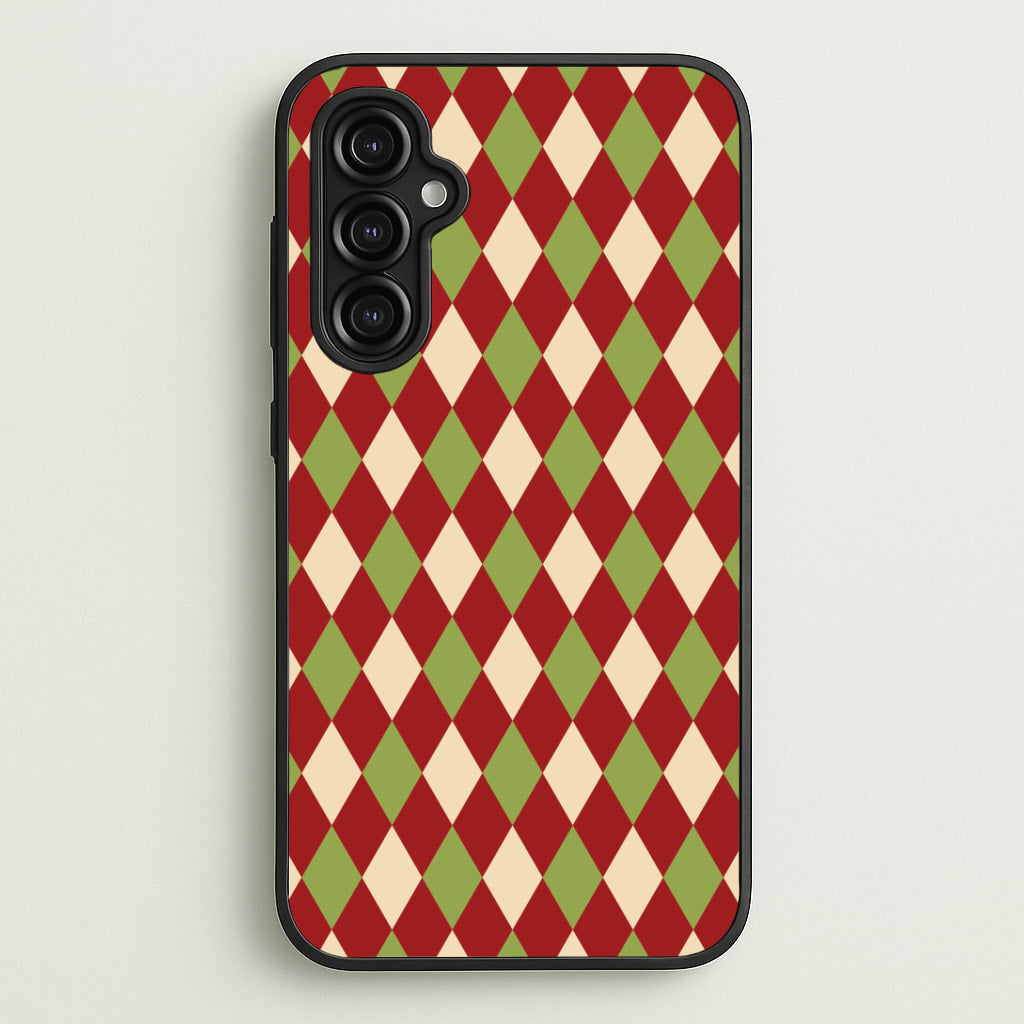 Red And Green Argyle Christmas Pattern Galaxy A14 Case