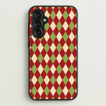 Red And Green Argyle Christmas Pattern Galaxy A14 Case