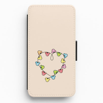 Cartoon Mouse Christmas Fairylights Heart Flip / Wallet Phone Case