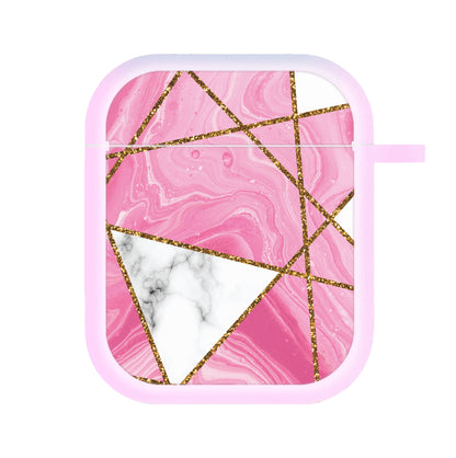 Pink Marble And Gold Collage AirPods Case