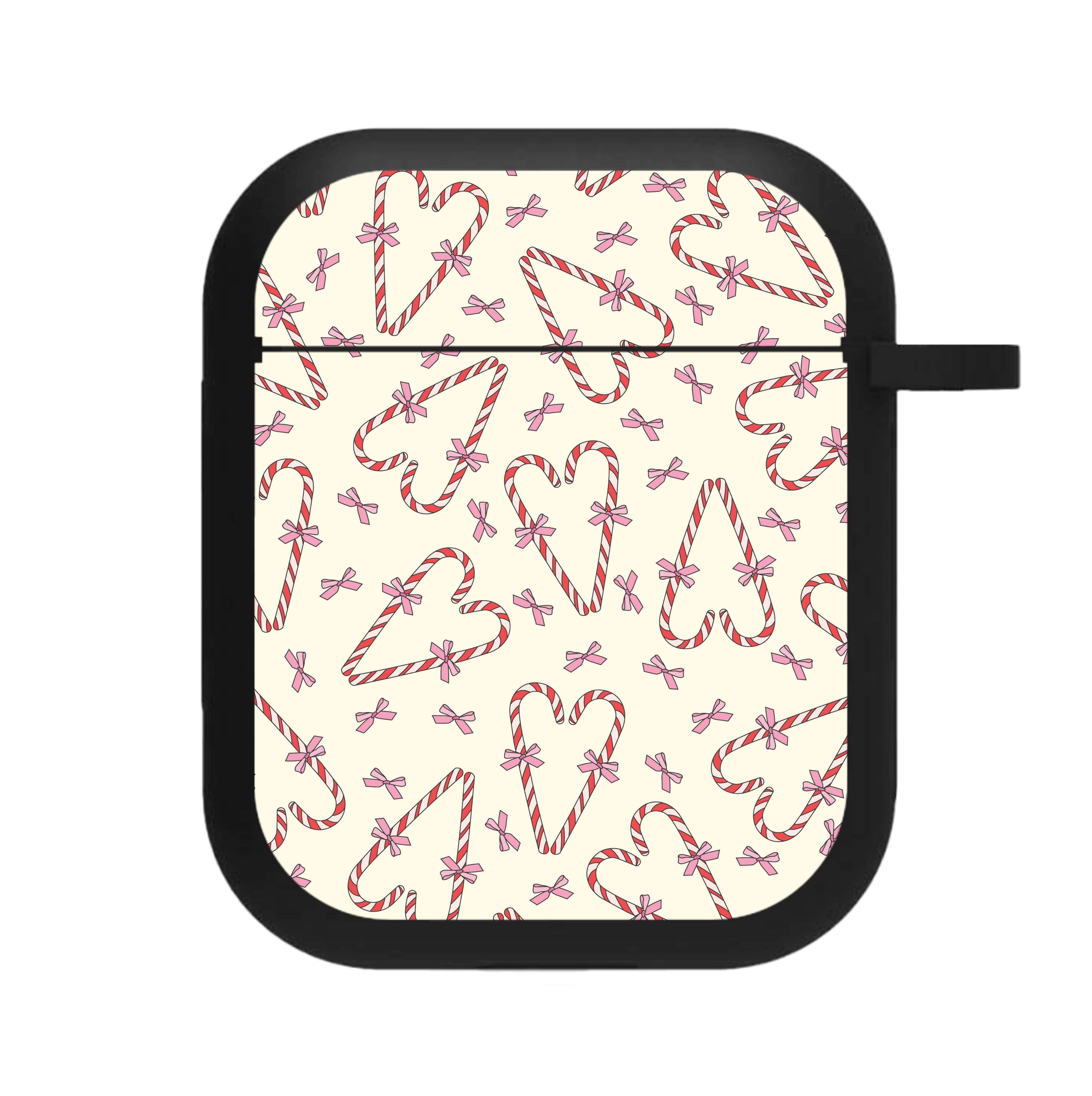 Candy Cane Love Heart Pattern AirPods Case