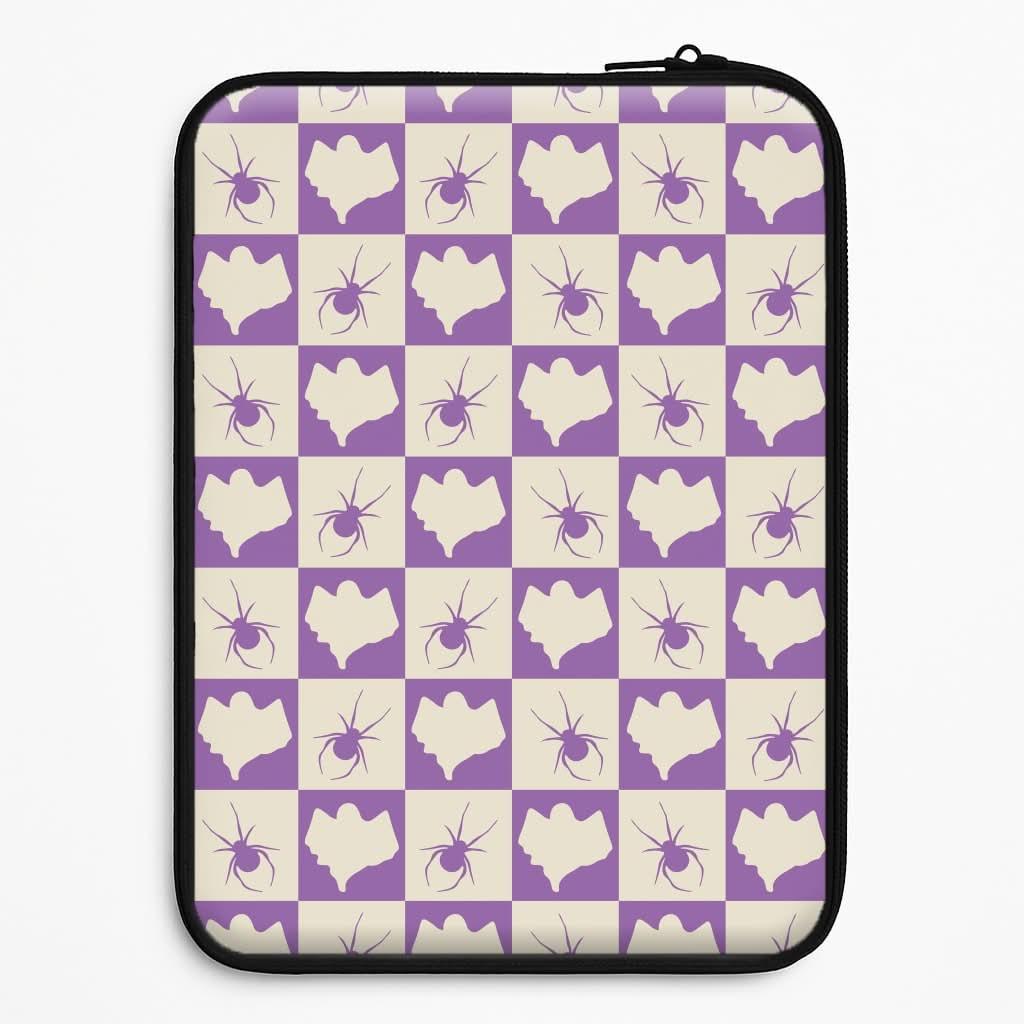 Spiders And Ghosts Checkered Pattern I Universal Laptop Sleeve
