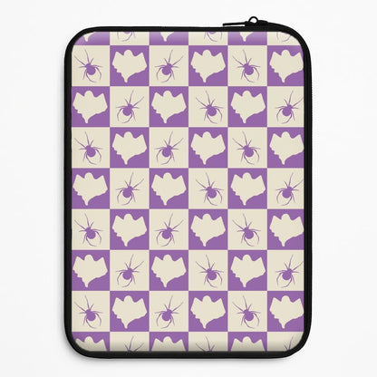 Spiders And Ghosts Checkered Pattern I Universal Laptop Sleeve