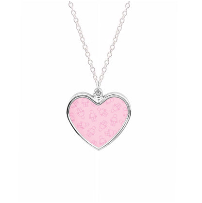 Bricks Figures Pattern Pink Necklace