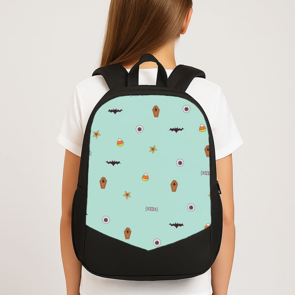 Minature Halloween Cartoons Pattern School Bag