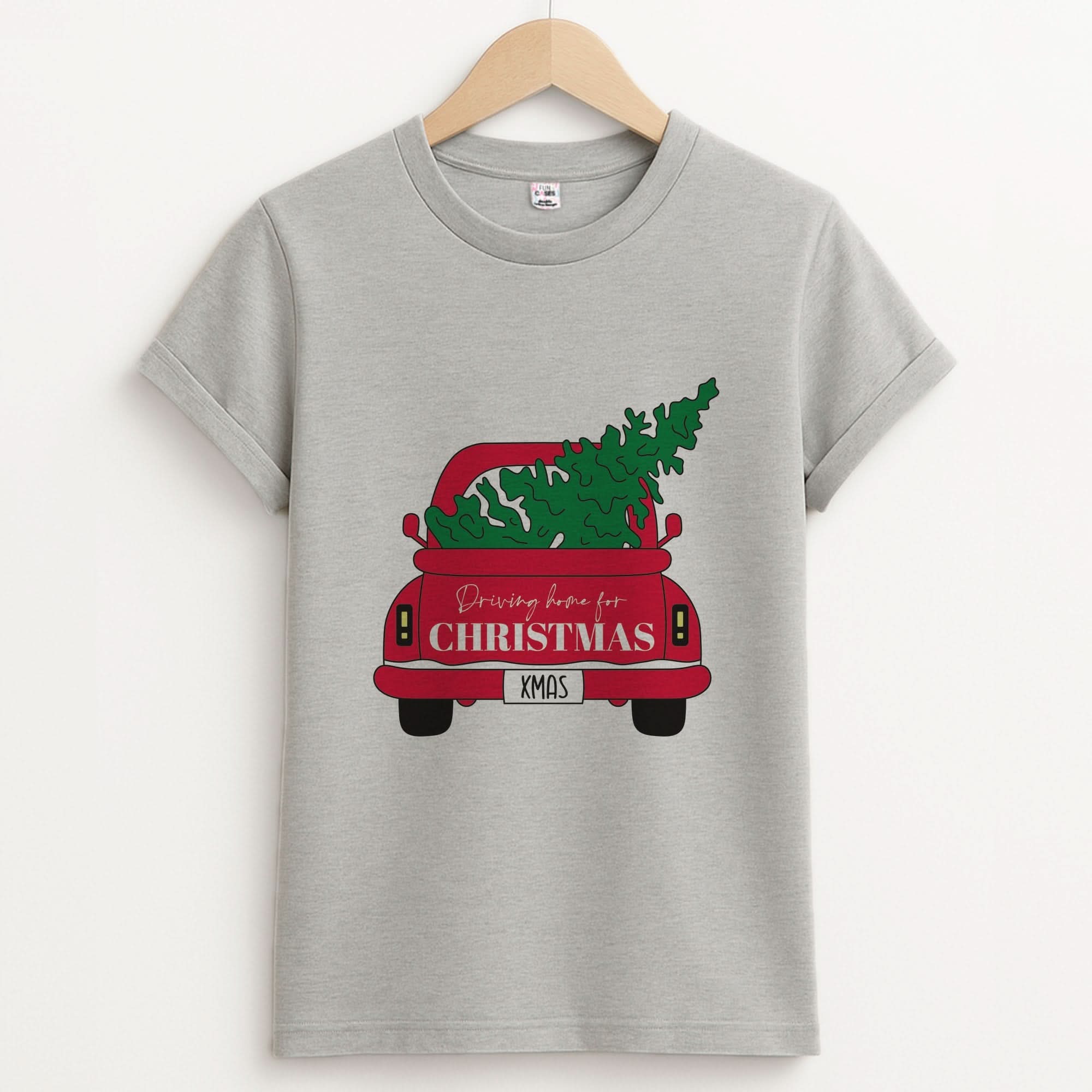 Driving Home For Christmas Truck Unisex Grey T-Shirt