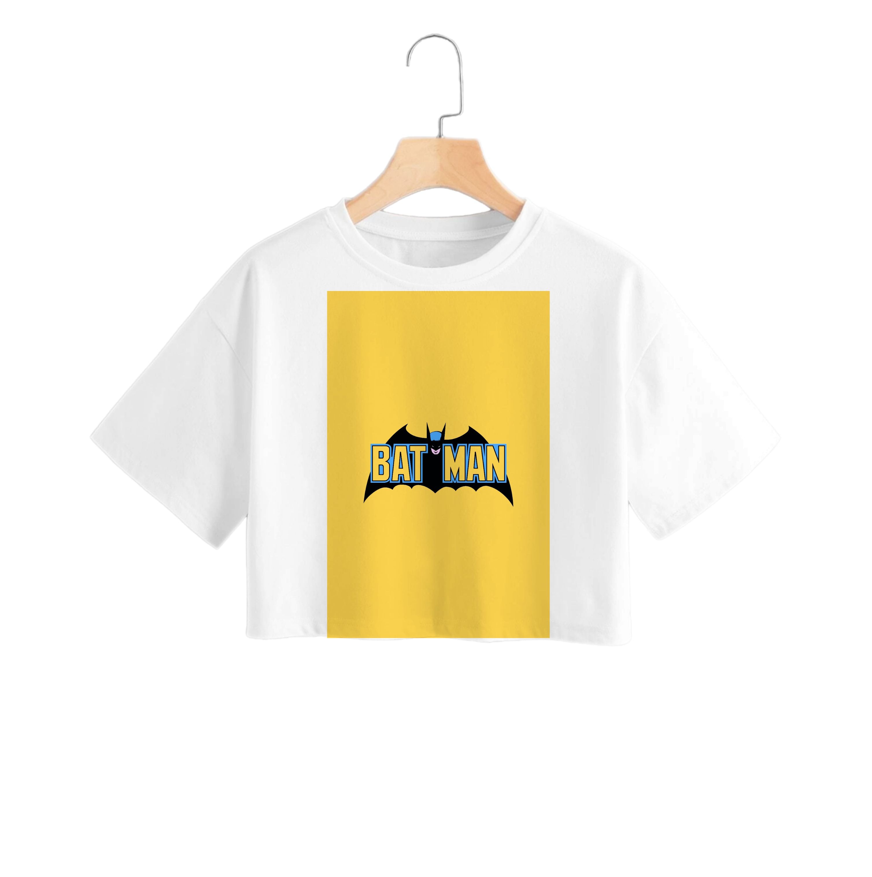 Yellow Bat Superhero Logo Crop Top