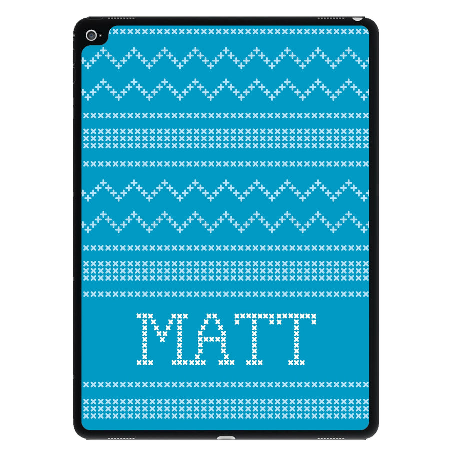 Personalised Christmas Jumper Blue iPad Case