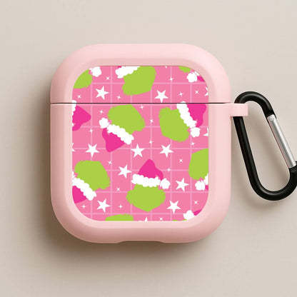Pink Green Creature Xmas Pattern Pink AirPods Case