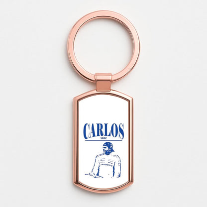 Carlos White And Blue Rose Gold Keyring