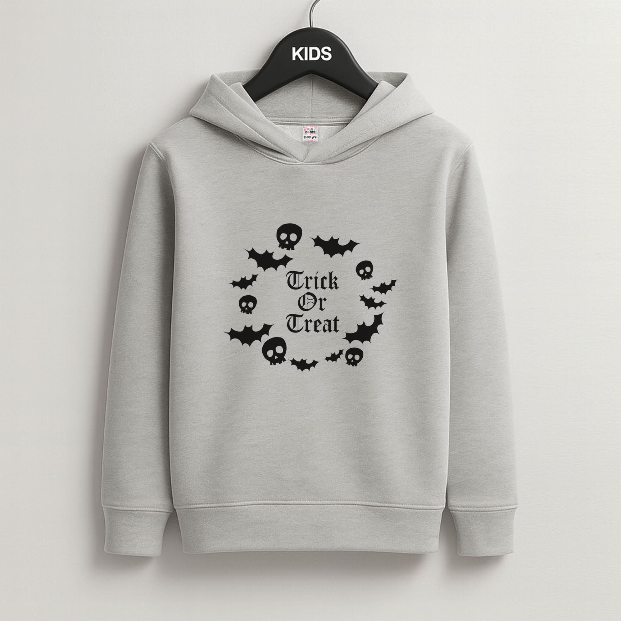 Trick Or Treat Wreath Grey Kids Hoodie