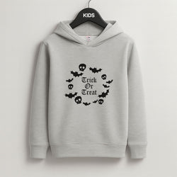 Trick Or Treat Wreath Grey Kids Hoodie
