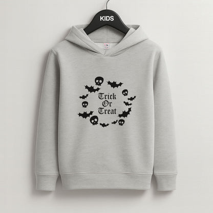 Trick Or Treat Wreath Grey Kids Hoodie