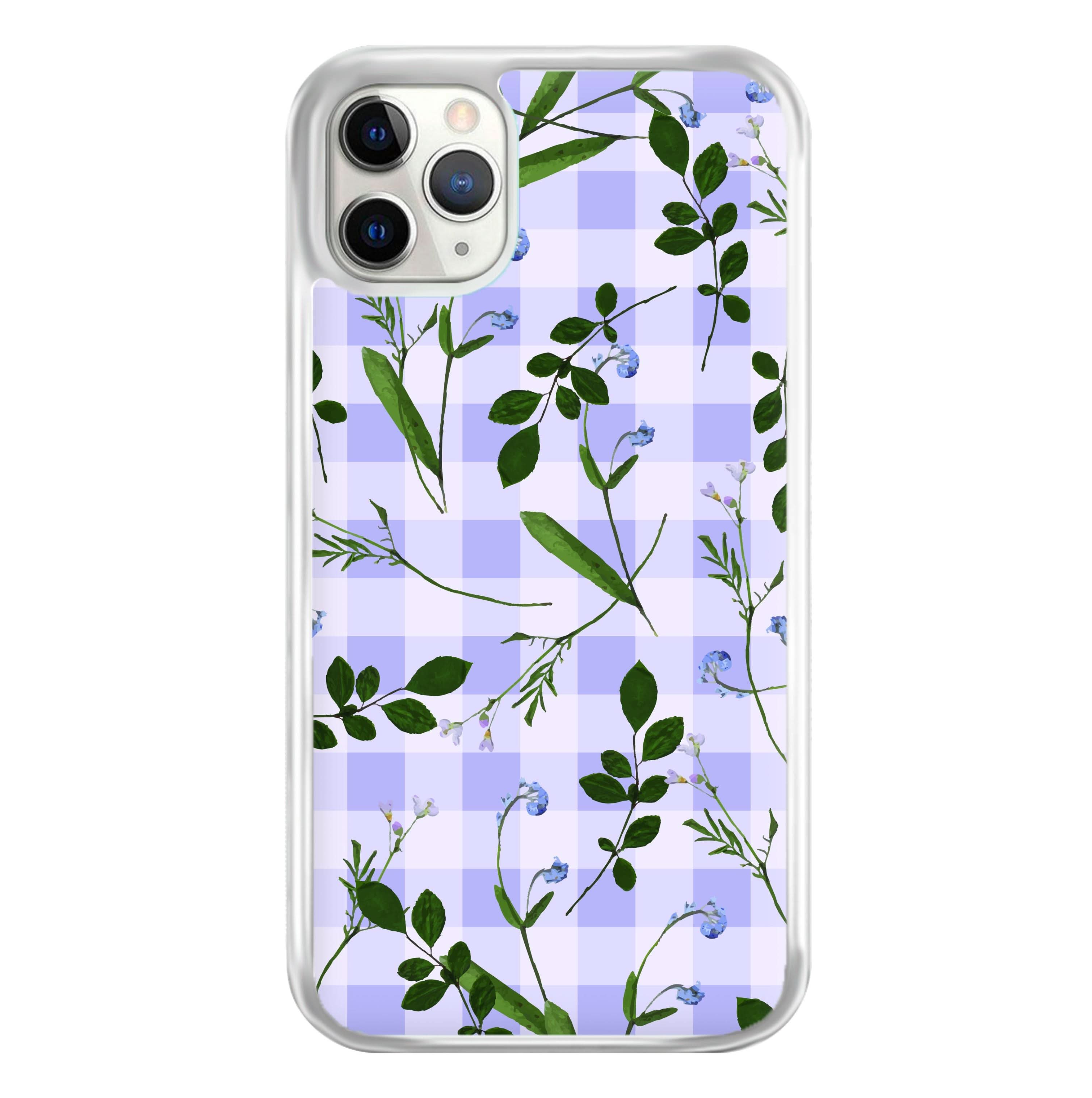 Checkered Pressed Flowers Pattern Phone Case