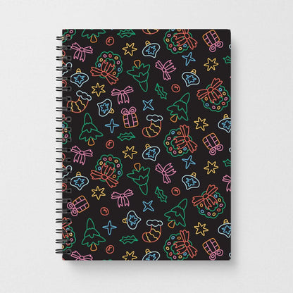 Neon Christmas Icons Pattern I Notebook