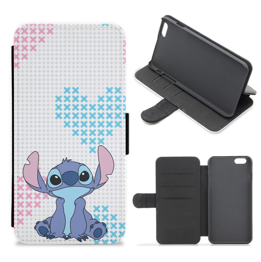 Blue Alien Hearts Flip / Wallet Phone Case