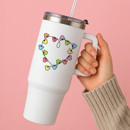 Cartoon Mouse Christmas Fairylights Heart Tumbler