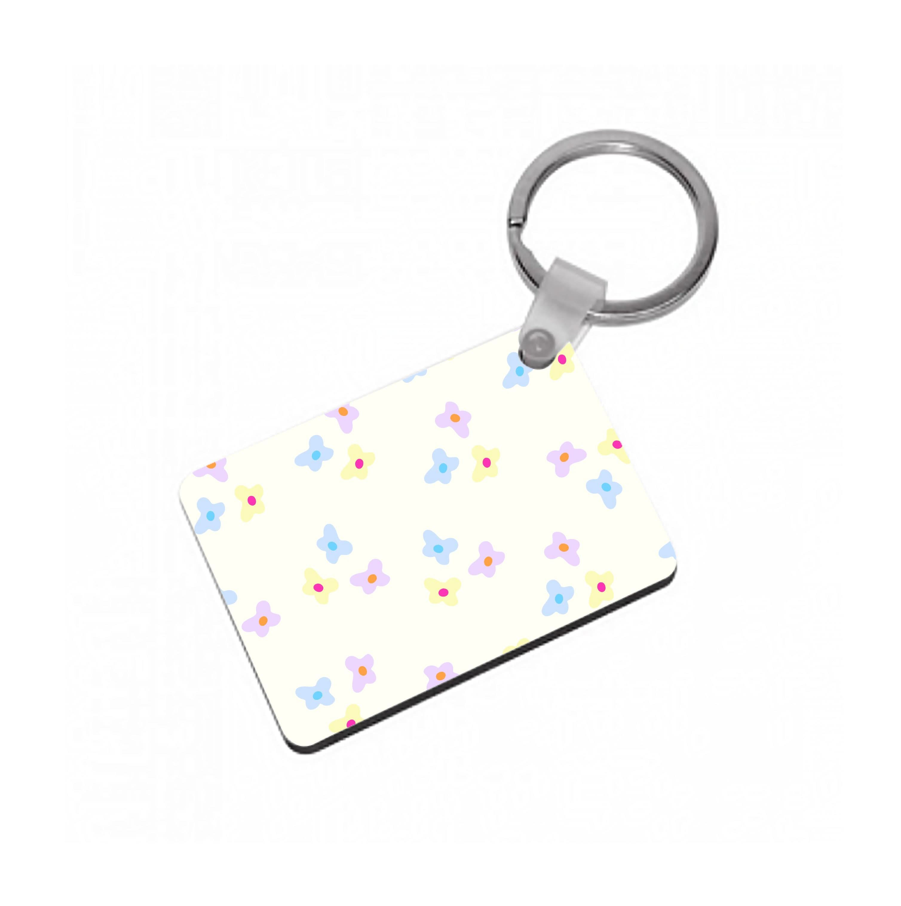 Pastel Flowers Pattern Keyring