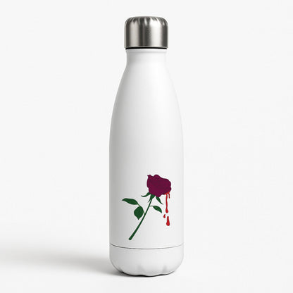 Dark Pink Rose White Water Bottle