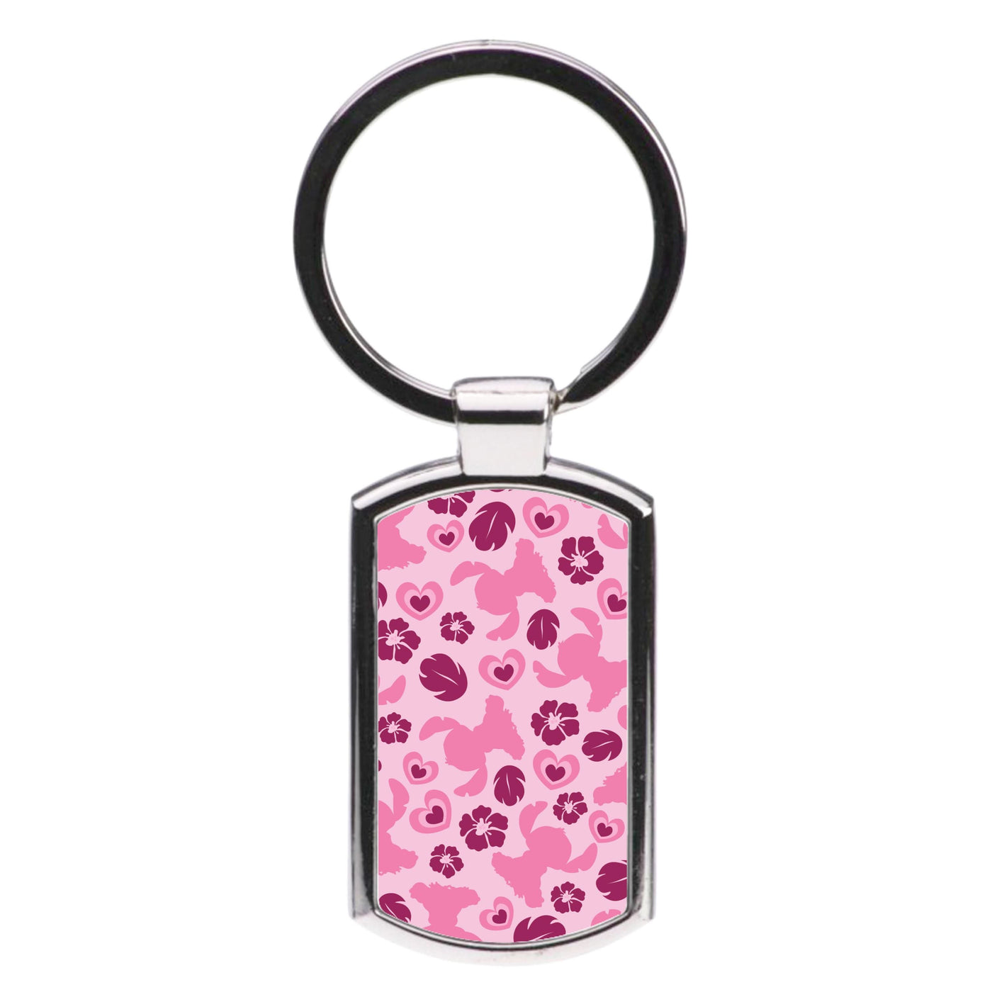 Pink Alien Silhouette Pattern Luxury Keyring