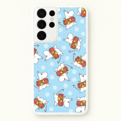 Present And Snowflakes Moom Pattern Galaxy S21 Ultra Case