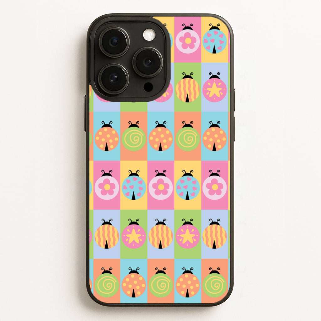 Cartoon Ladybugs Colourful Pattern Phone Case for iPhone, Samsung Galaxy and Google Pixel