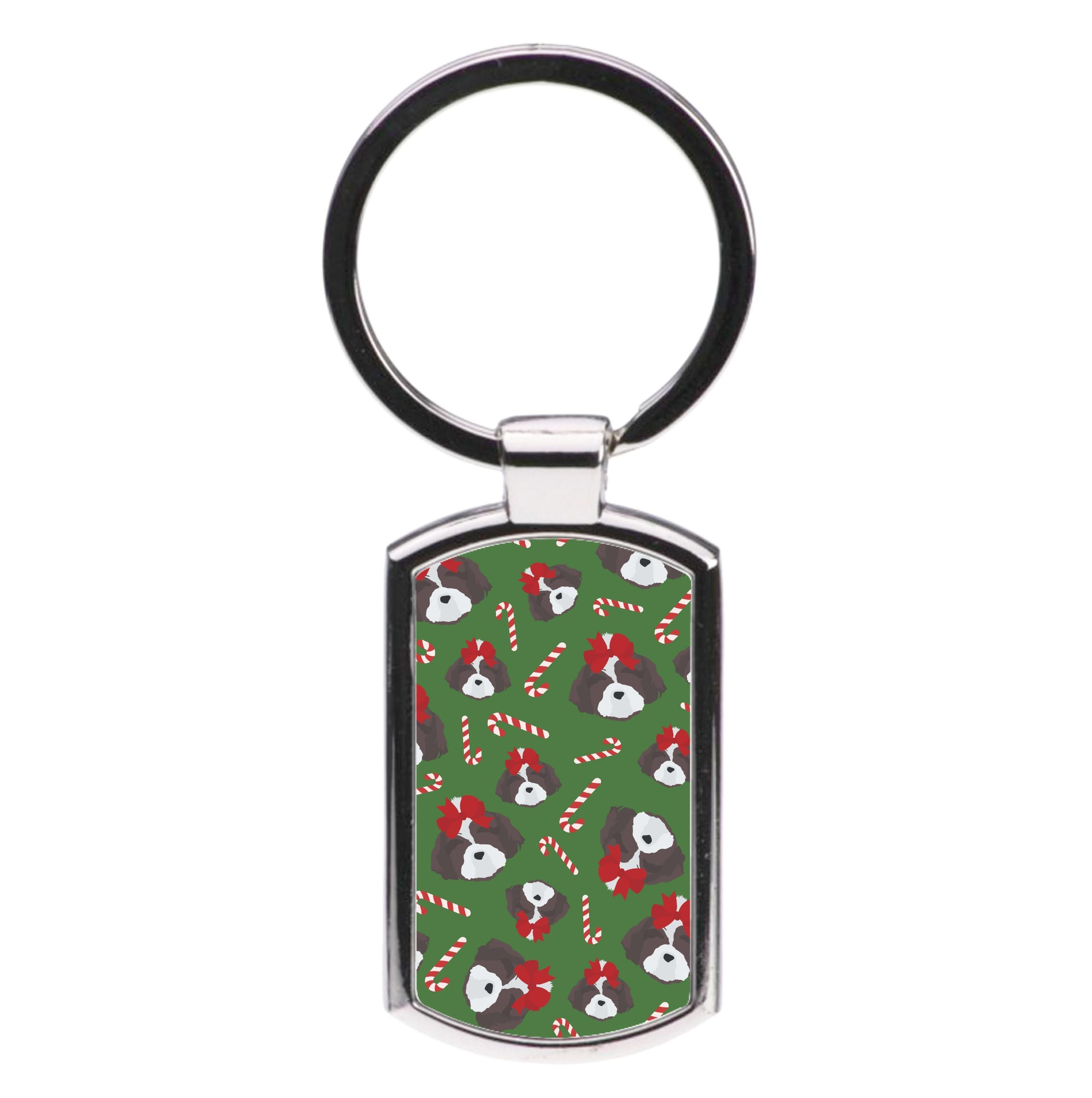 Dog Christmas Pattern Luxury Keyring