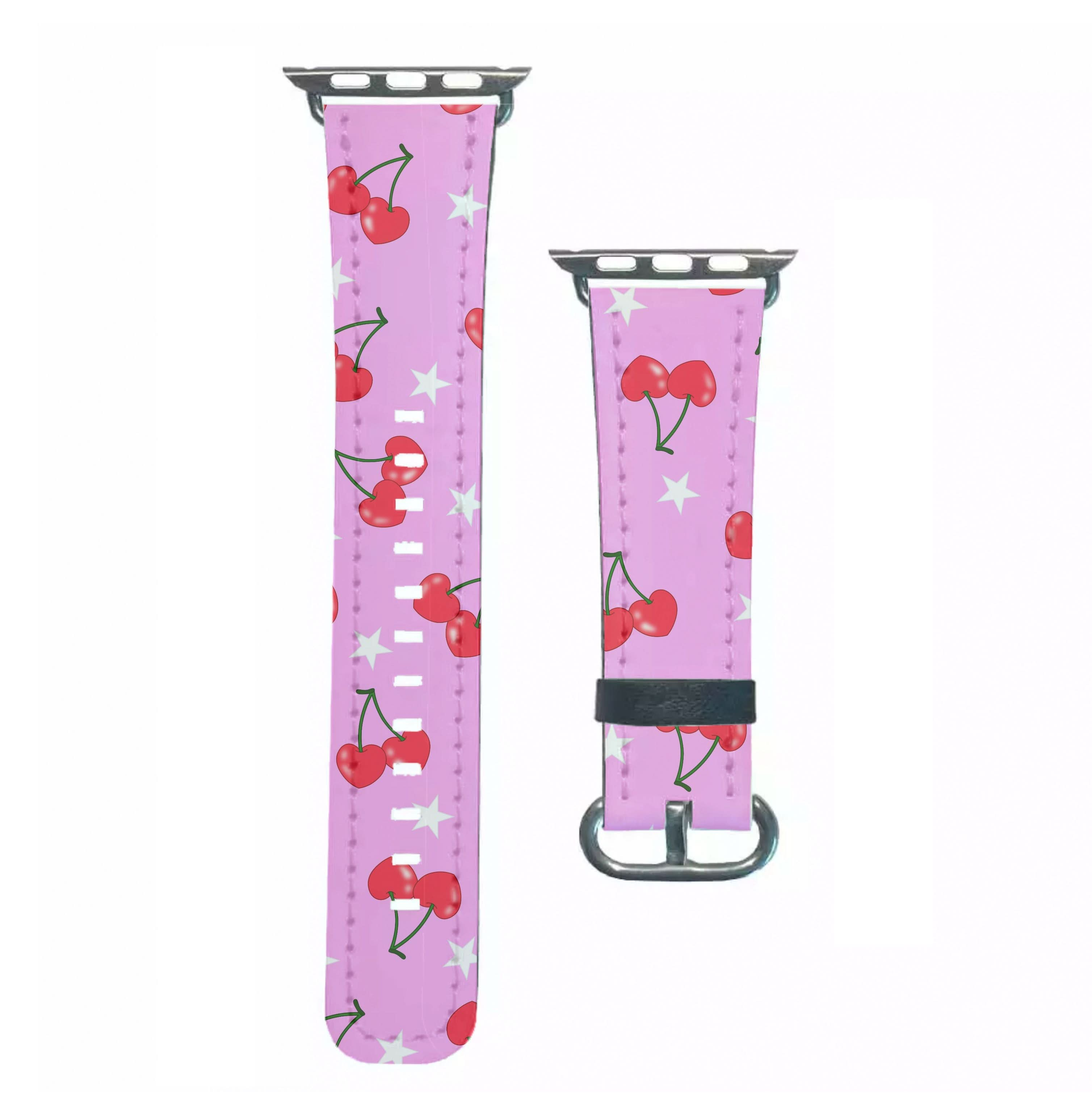 Heart Cherries And Stars Pattern Apple Watch Strap