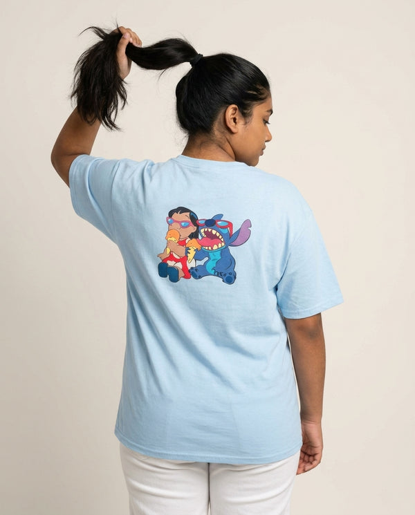 Ice Cream Alien Blue T-Shirt — Blue Back, worn
