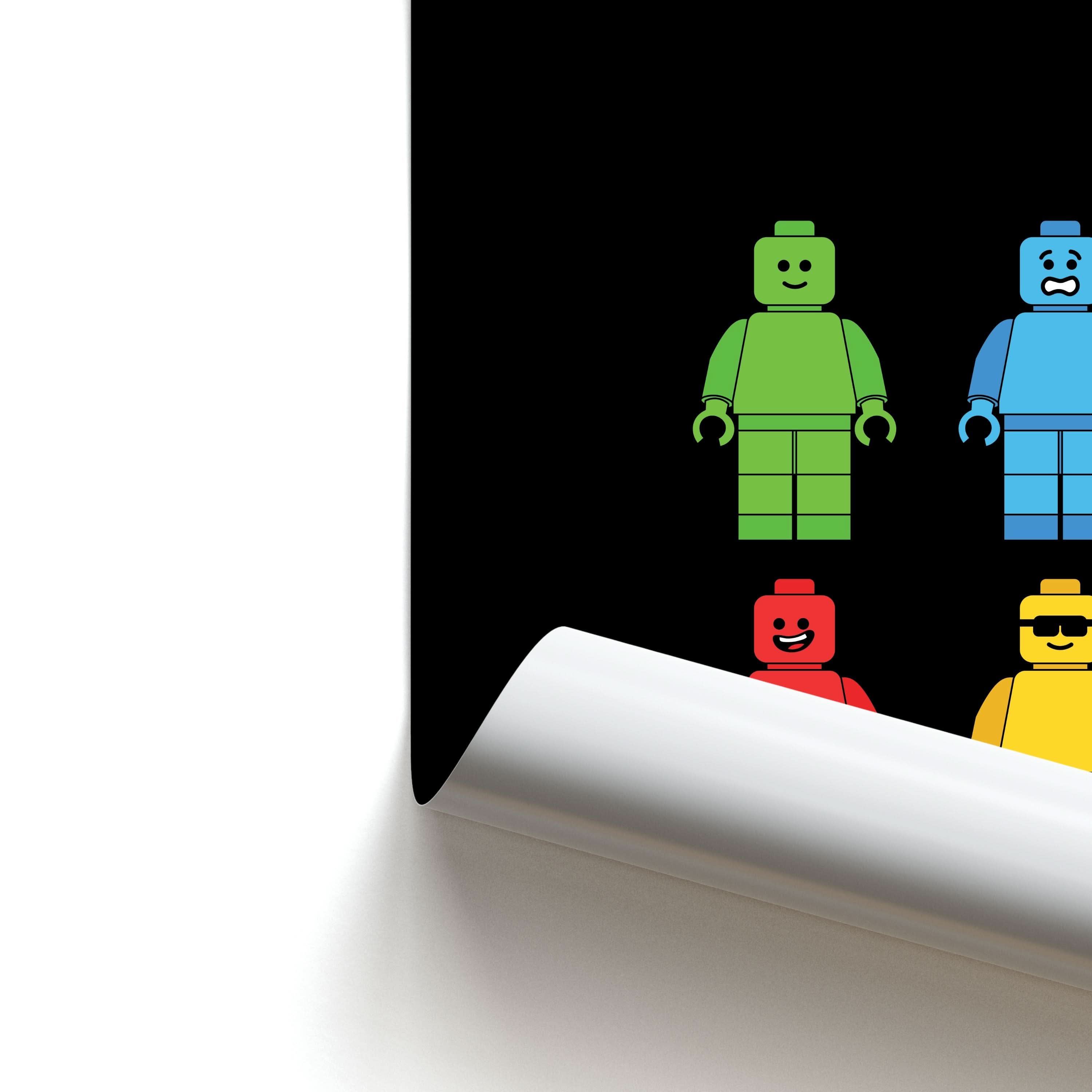 Bricks Figures Rainbow Poster