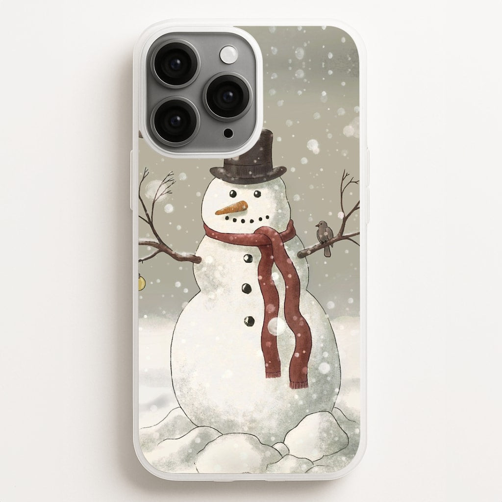 Christmas Snowman Drawing Phone Case