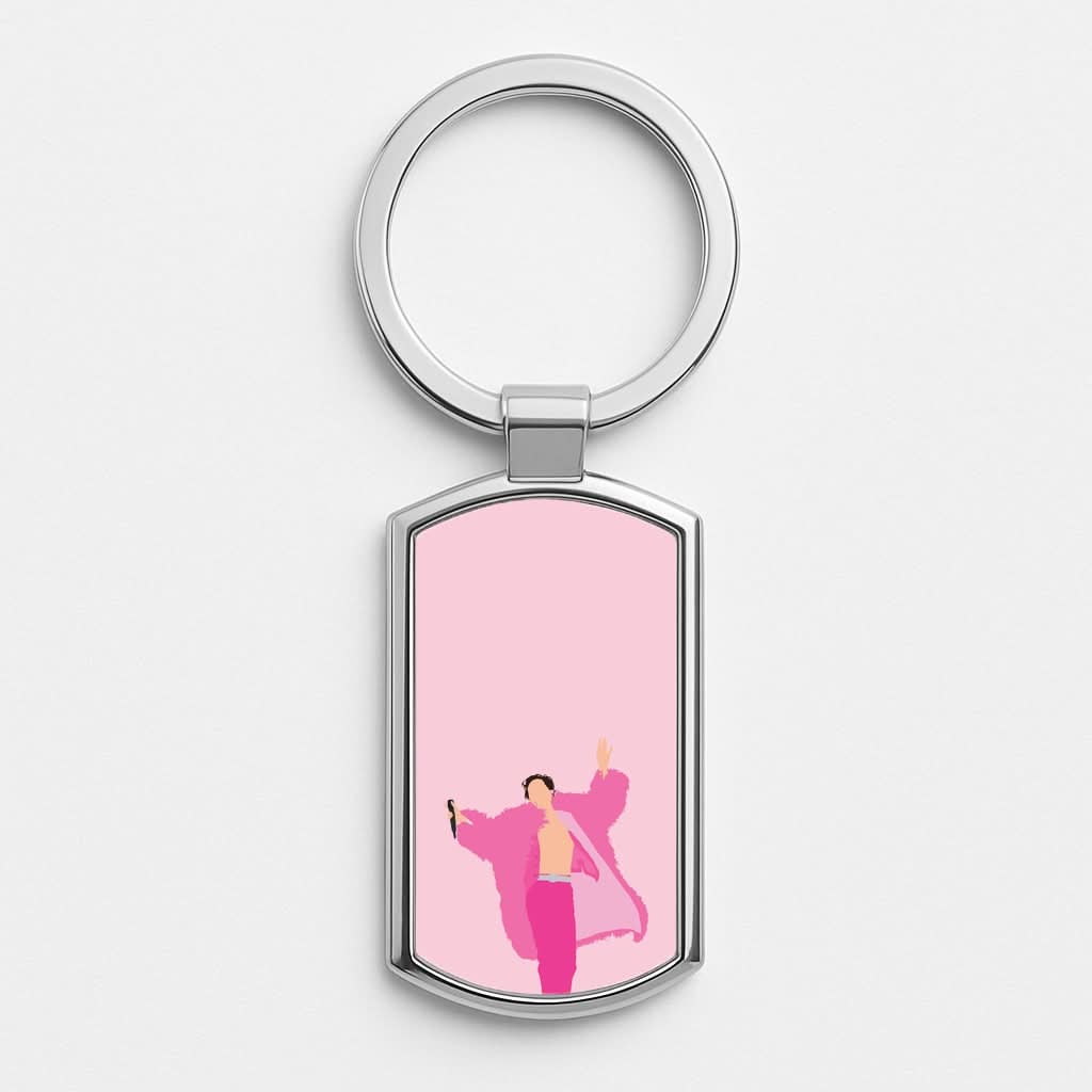 Harry Pink Coat  Silver Metal Keyring