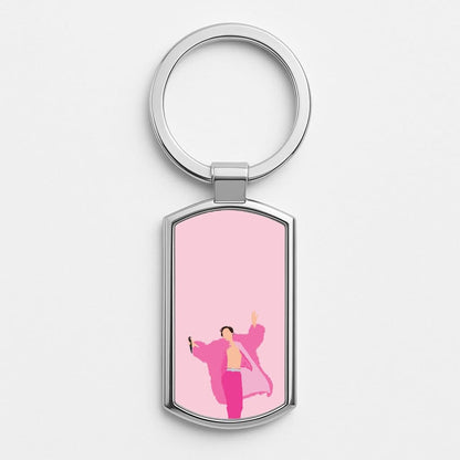 Harry Pink Coat  Silver Metal Keyring