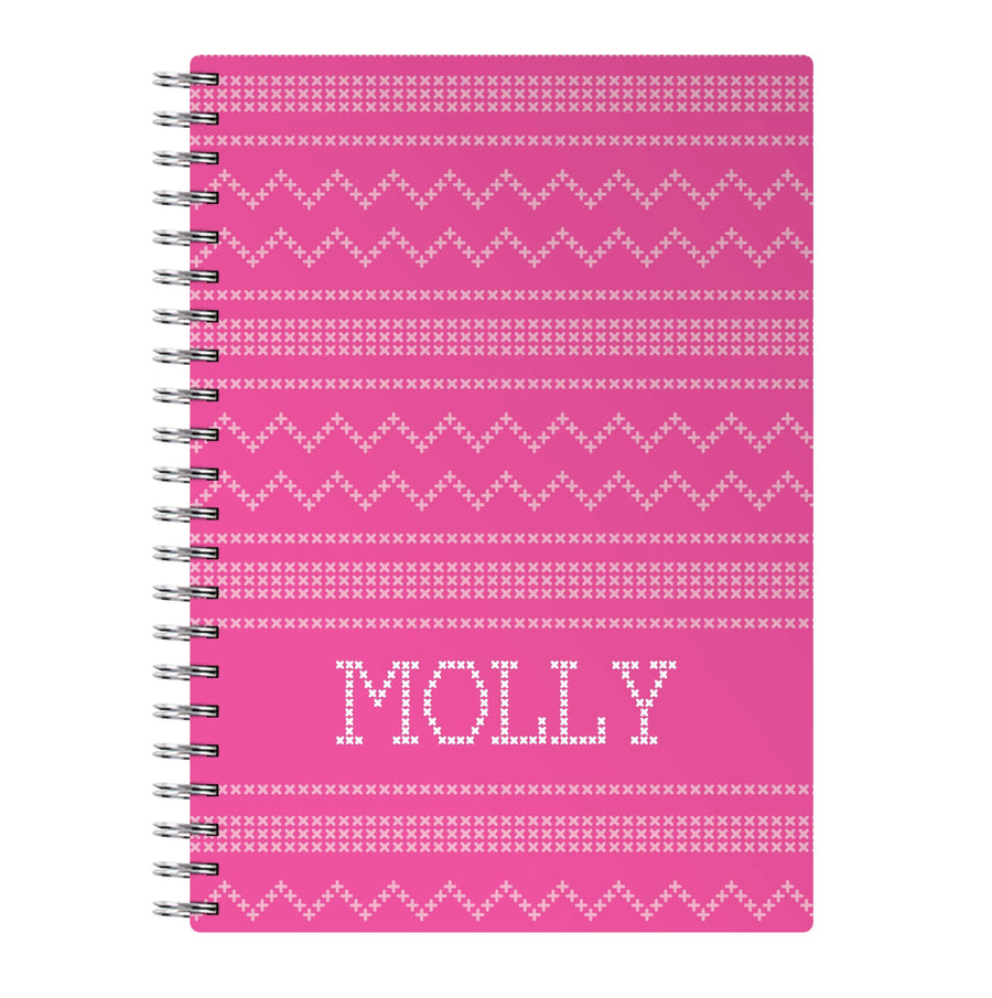 Personalised Christmas Jumper Pink Notebook