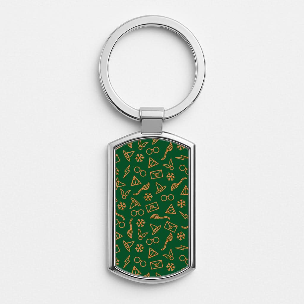 Christmas Wizard Icons Pattern Luxury Keyring
