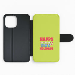 Happy Holidays Cute Green Aliens Flip Phone Case
