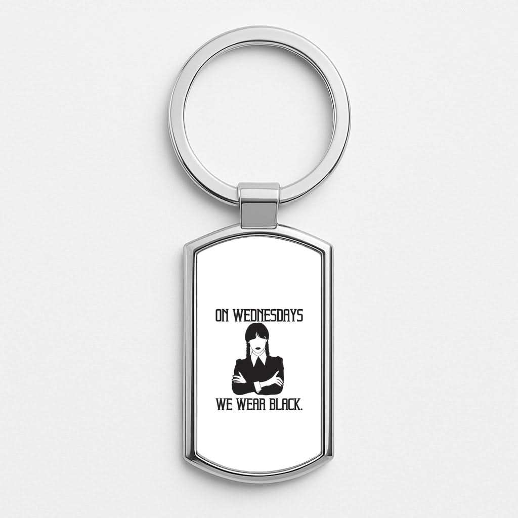 On Wednesdays We Wear Black Silver Metal Keyring