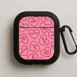 Quote Love Hearts Pattern Black AirPods Case